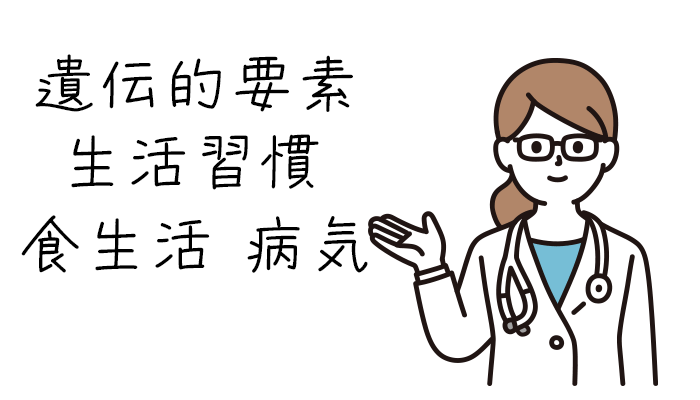 視力が低下す原因は正確に解明されていませんが「遺伝的要素・生活習慣・食生活・病気」など様々な要因だと考えられている
